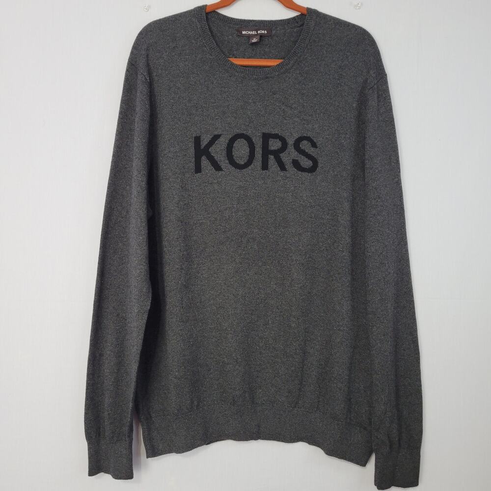 Michael Kors Cotton Wool Blend Crew Neck Sweater men's sz XL Logo Preppy Classic